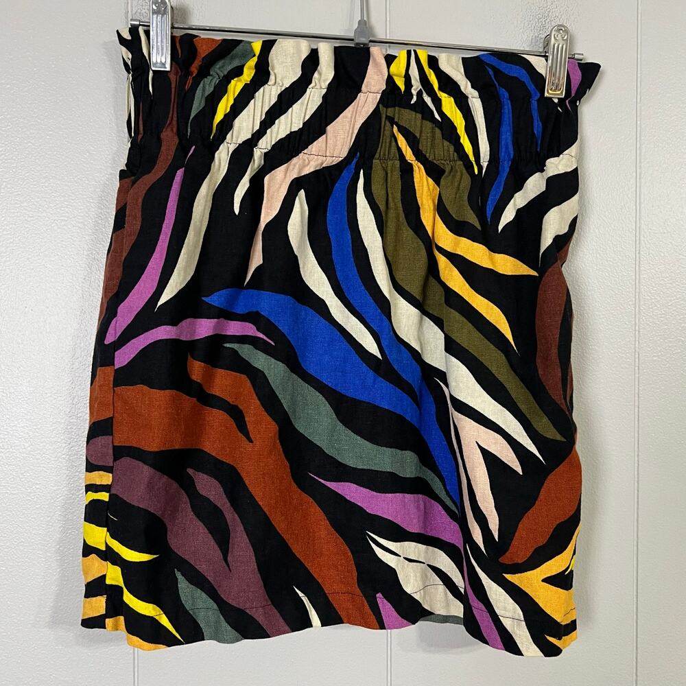 Who What Wear Skirt XS Multicolor Abstract Print Linen Blend Pull On Elastic